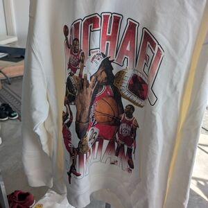 Jordan White Sweatshirt with Red and Black Michael Jordan Graphic